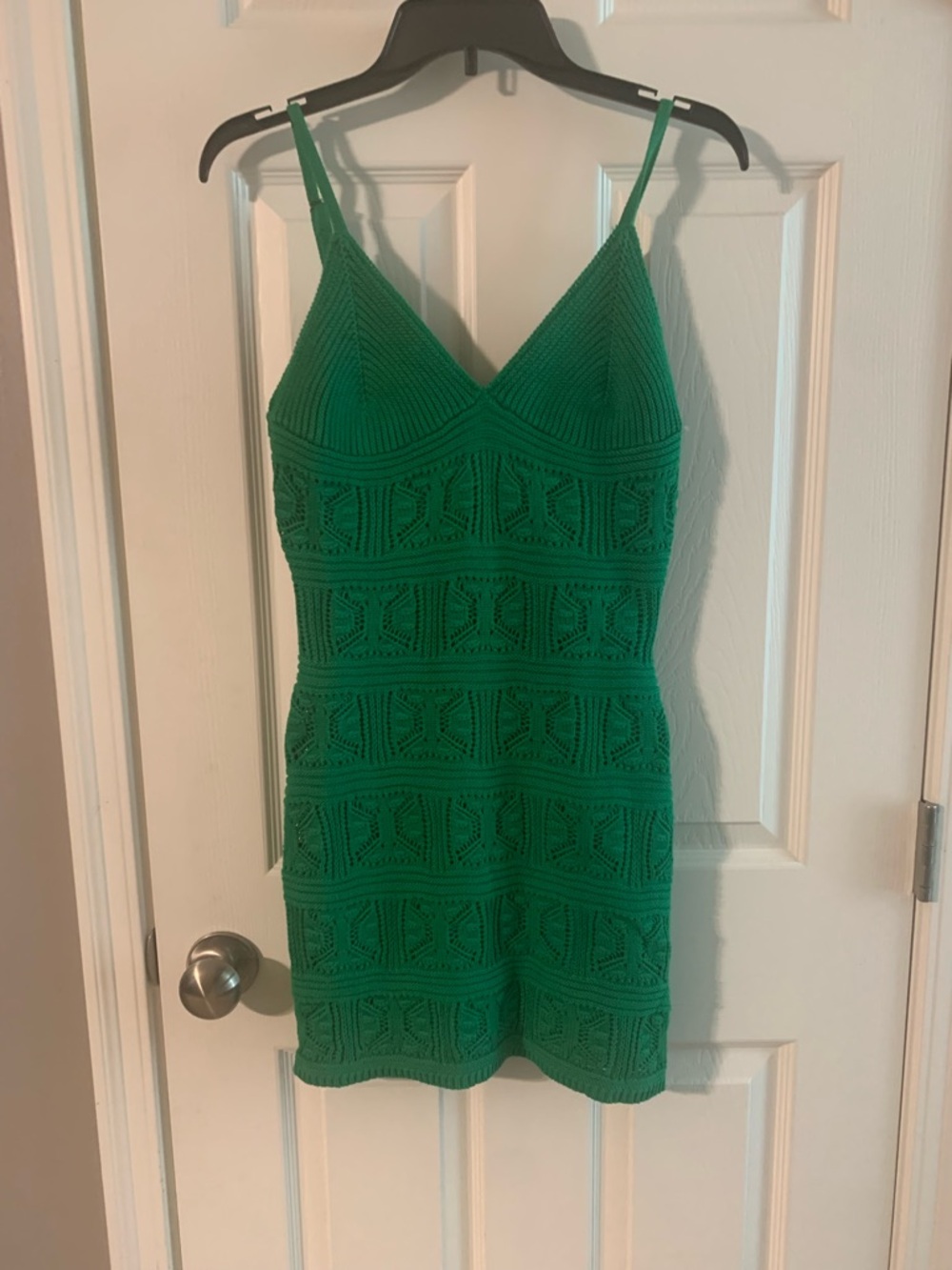 Olive & Oak Emerald Green Crochet Mini Dress